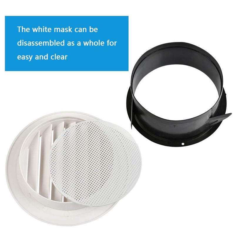 FOCCTS Air Vents Louver 8 Inch, ABS Round Vent Louver Grille Cover White Soffit Vent with Built-in Fly Screen Mesh for Kitchen, Bathroom, Office - Image 4